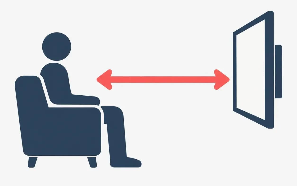 The distance between the screen and your seating helps determine whether a position feels comfortable. As a rough guide for 4K TVs, a good distance is about 1.2 to 1.6 times the screen's diagonal, or roughly 6.5 to 9 feet for a 65-inch TV.