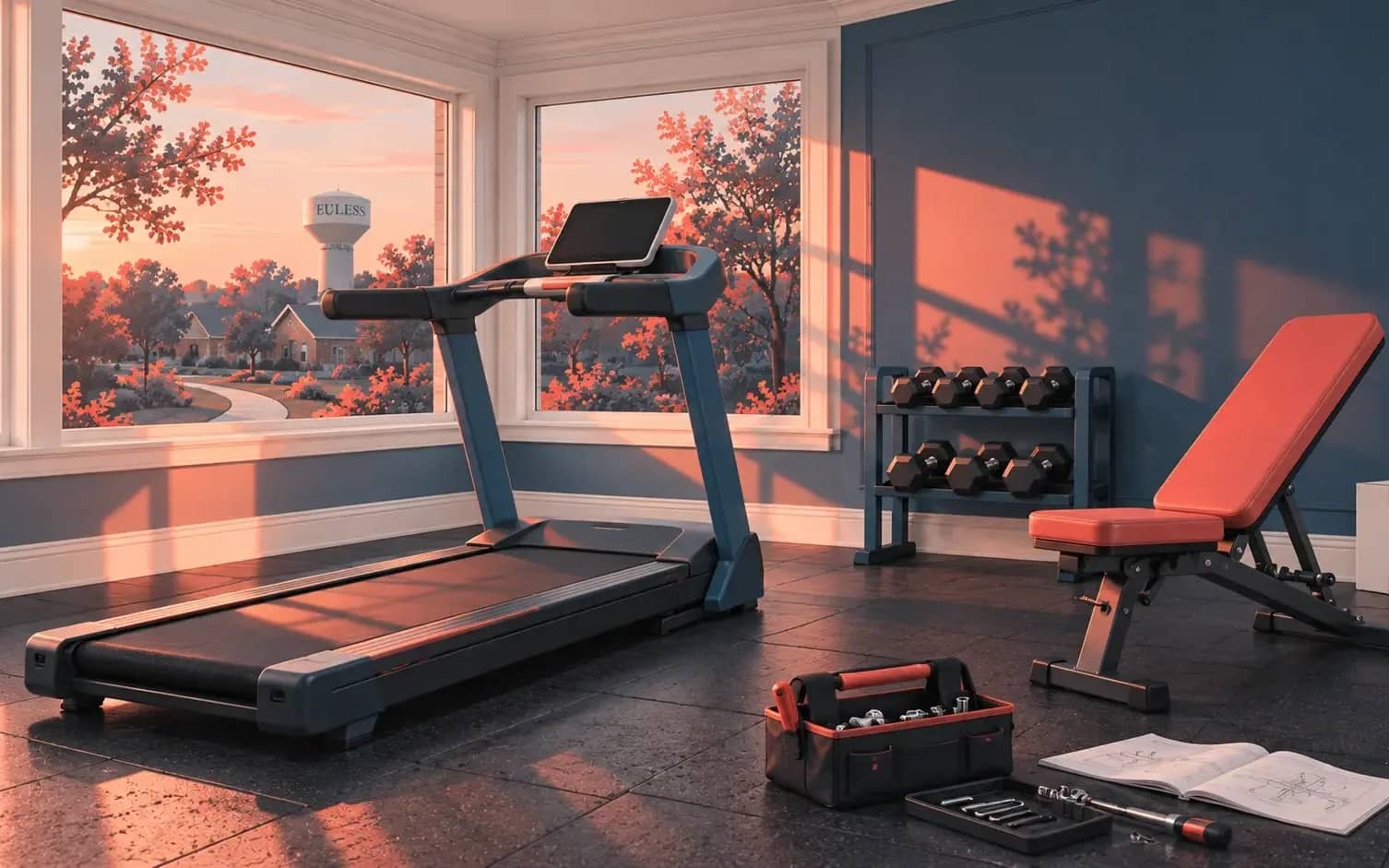 Treadmills, exercise bikes, and other home fitness equipment put together to the manufacturer's instructions.