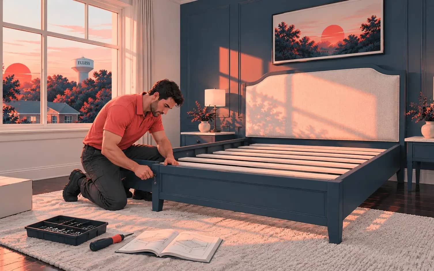 Adding a media console, TV stand, or shelving to go with your setup? We assemble it to the manufacturer's instructions and place it where you want it.