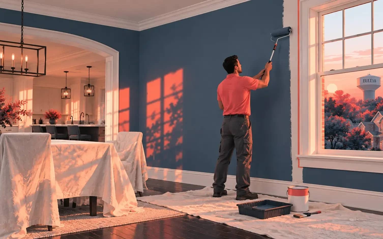 Fresh paint finishes a patched wall or sets up an accent wall behind your new TV. We prep the surface, protect your floors and furniture, and leave clean edges.